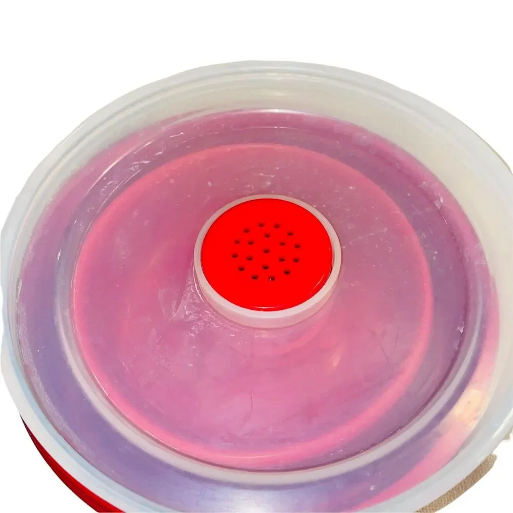 Pampered Chef Microwave Popcorn Maker Bowl Red Silicone Collapsible Lid #1457